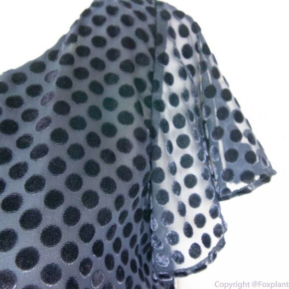 Loft flutter-sleeve navy blue top with dots keyhole back, women size S - Picture 6 of 16